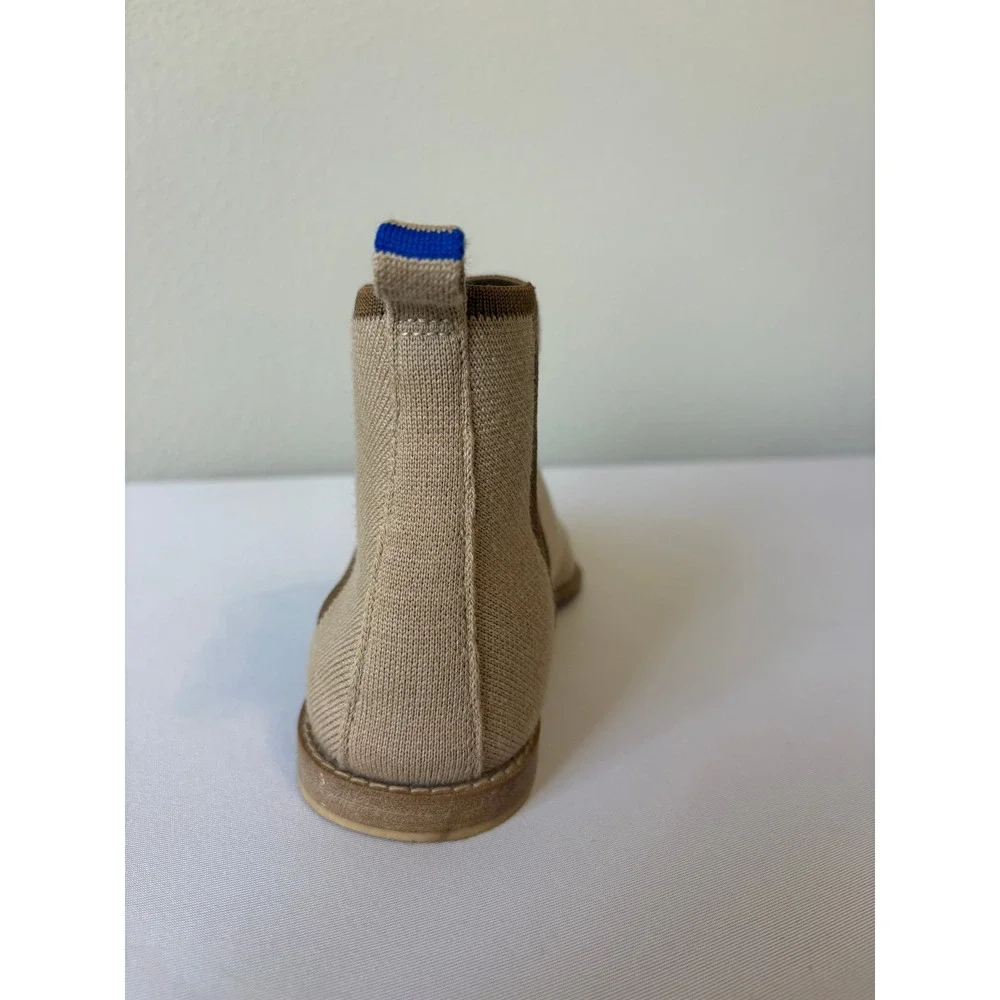 Rothys The Merino Chelsea Tan Knit Ankle Boots Womens 8 Eco Friendly Pull On